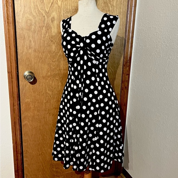 Dresses & Skirts - Sexy black and white Polka Dot Sleeveless Dress pinup girl retro